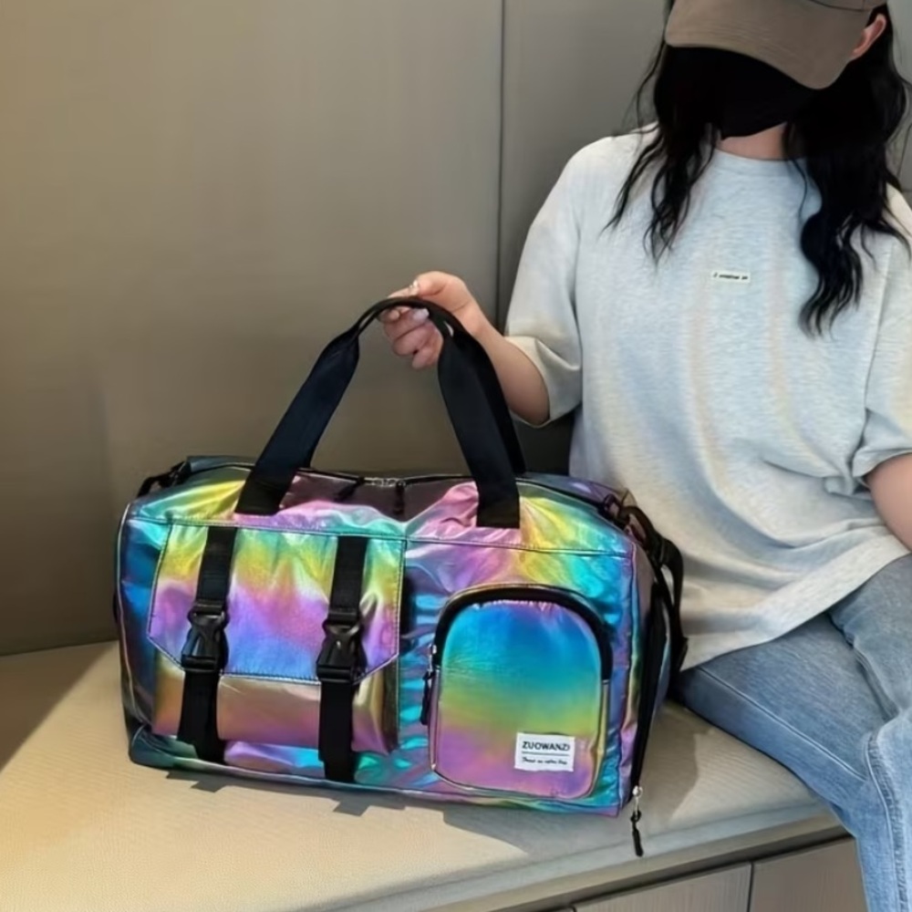 Iridescent Duffle Bag Large Capacity Multiple Pockets Travel Weekender Bag NWT - Picture 2 of 3